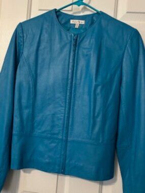Yvonne Marie Teal Lamb jacket Sz 6